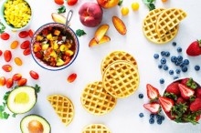 Sweet Corn + Green Chile Waffles with Peach Pico de Gallo