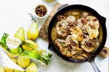 Skillet Dijon Pork Chops with Roasted Pears