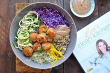 Thai Meatball Zoodle Bowl with Almond Butter Sauce