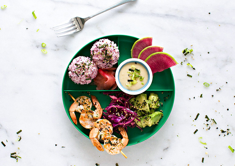 sesame shrimp sushi plate for kids