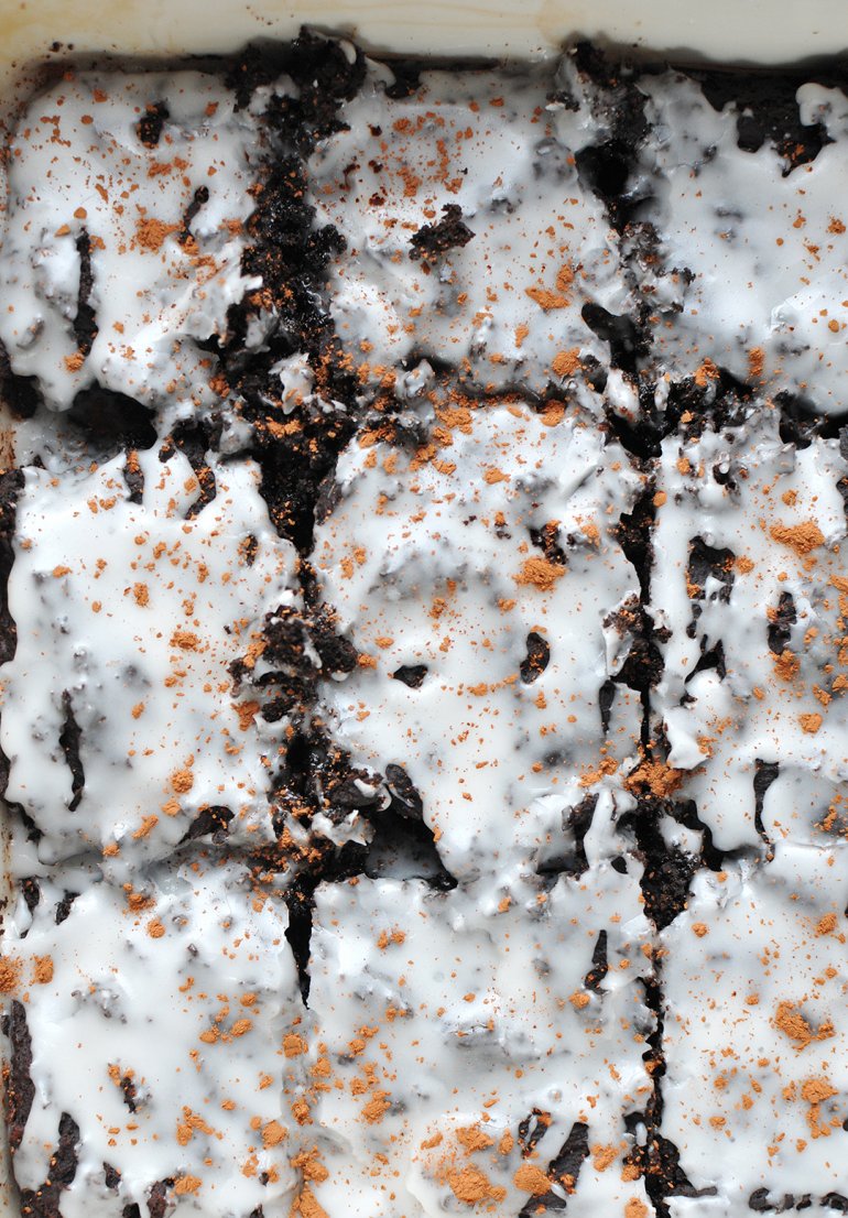 fudgy vegan peppermint brownies with icing
